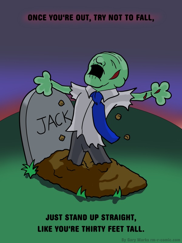 Remove R Comic (aka rm -r comic), by Gary Marks: It's hard being a zombie, 4 of 8
